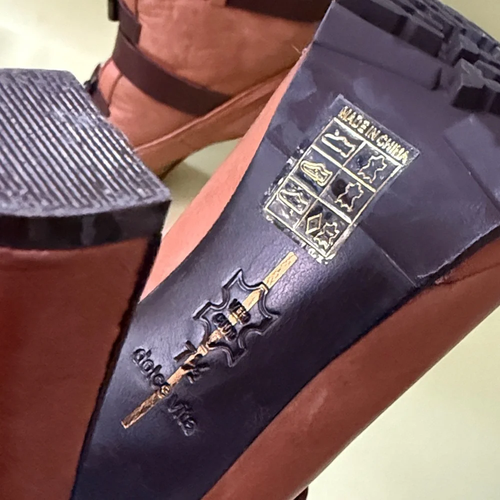 New Vintage Caramel Dolce Vita Winter Boots with Buckle Accents and Real Fur